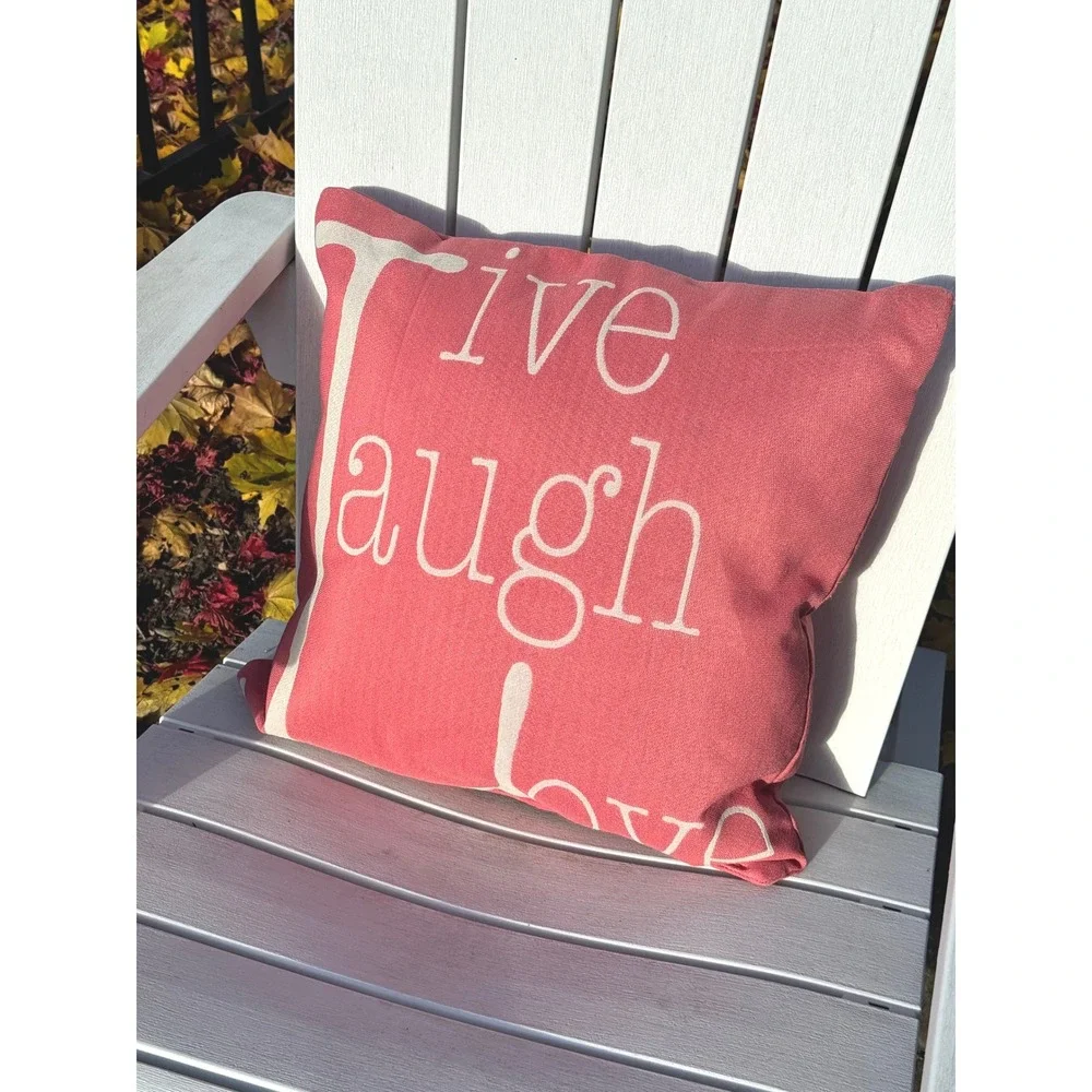 Decorative Throw Pillow Coral Live Laugh Love Accent Square 18